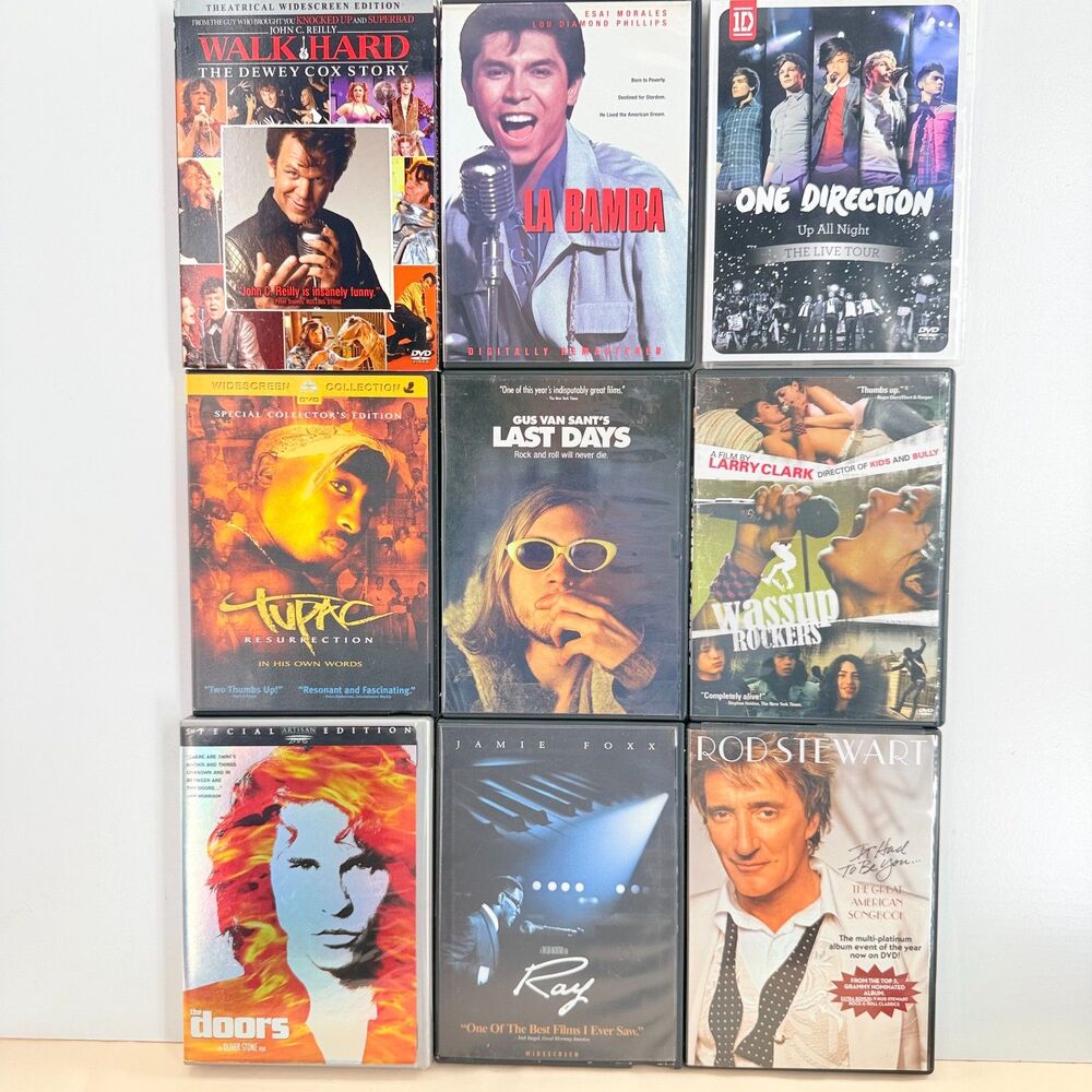 Ray La Bamba Doors Music Movie DVD Lot Tupac One Direction 9 Movies